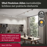 Suspension URail Pendulum Aldan blanche avec LED dimmable blanc chaud, éclairage élégant pour salle à manger