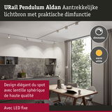 Suspension URail Pendulum Aldan blanche avec LED dimmable blanc chaud, éclairage élégant pour salle à manger