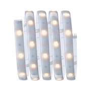 Flexibler LED-Lichtstreifen mit warmweißem Licht und selbstklebender Rückseite für vielseitige Beleuchtung.