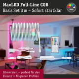 MaxLED Full-Line COB LED-Lichtband 3m mit Fernbedienung und Netzteil, RGBW Farbwechsel für Wohnraumbeleuchtung