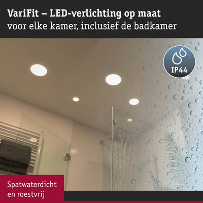 LED-inbouwspots in badkamer met IP44-classificatie, spatwaterdicht en roestvrij