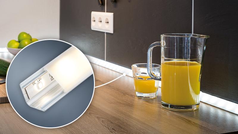 Eckprofil Delta für LED Strips LED Profil Delta in der Küche