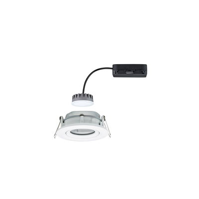 Witte LED-inbouwspot met aparte driver en zwarte kabel voor moderne binnenverlichting