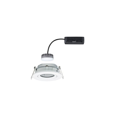 Weißer LED-Einbaustrahler mit separatem Treiber und schwarzem Kabel für moderne Innenbeleuchtung
