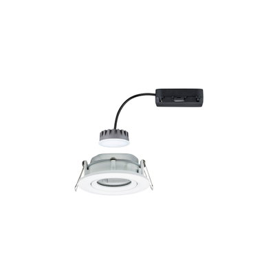 White LED recessed spotlight with separate driver and black cable for modern indoor lighting