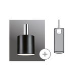 Black metal pendant lamp with chrome suspension and diffused light for modern interior lighting