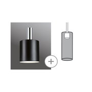 Black metal pendant lamp with chrome suspension and diffused light for modern interior lighting