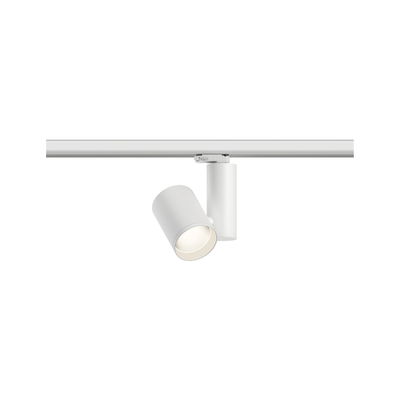 Modern white metal LED spotlight on track system for flexible room lighting