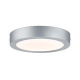 Ronde plafondlamp van zilverkleurig metaal met witte diffuser voor moderne binnenverlichting