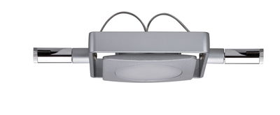 Modern square silver LED recessed spotlight with chrome accents for adjustable lighting