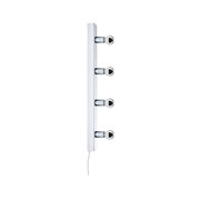 Weiße Wandlampe mit vier verchromten LED-Leuchten, modernes Design für Wohnraumbeleuchtung