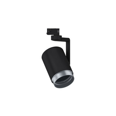 Schwarzer LED-Spot aus Metall mit silbernem Rand, ideal für moderne Innenbeleuchtung und Akzentbeleuchtung