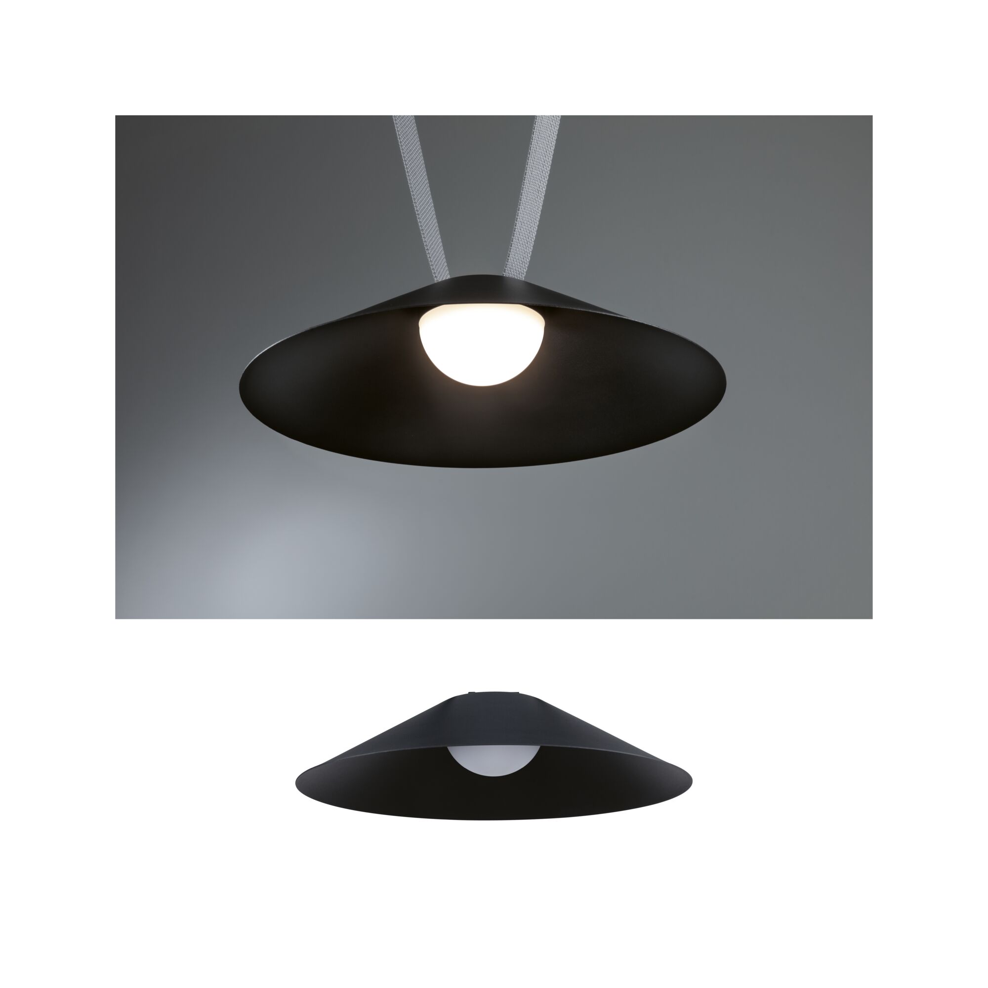 ULine LED Pendelleuchte Cone 560lm 12W 350mm 3000K Schwarz Schwarze Metall-Pendelleuchte mit konischem Schirm und warmweißem LED-Licht für moderne Innenräume