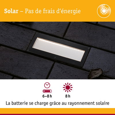 Lumière LED encastrée au sol noire solaire avec longue autonomie et éclairage extérieur économique