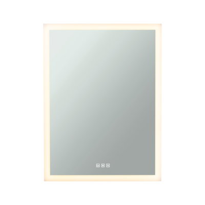 Miroir de salle de bain rectangulaire avec éclairage LED et capteur tactile en lumière blanche neutre
