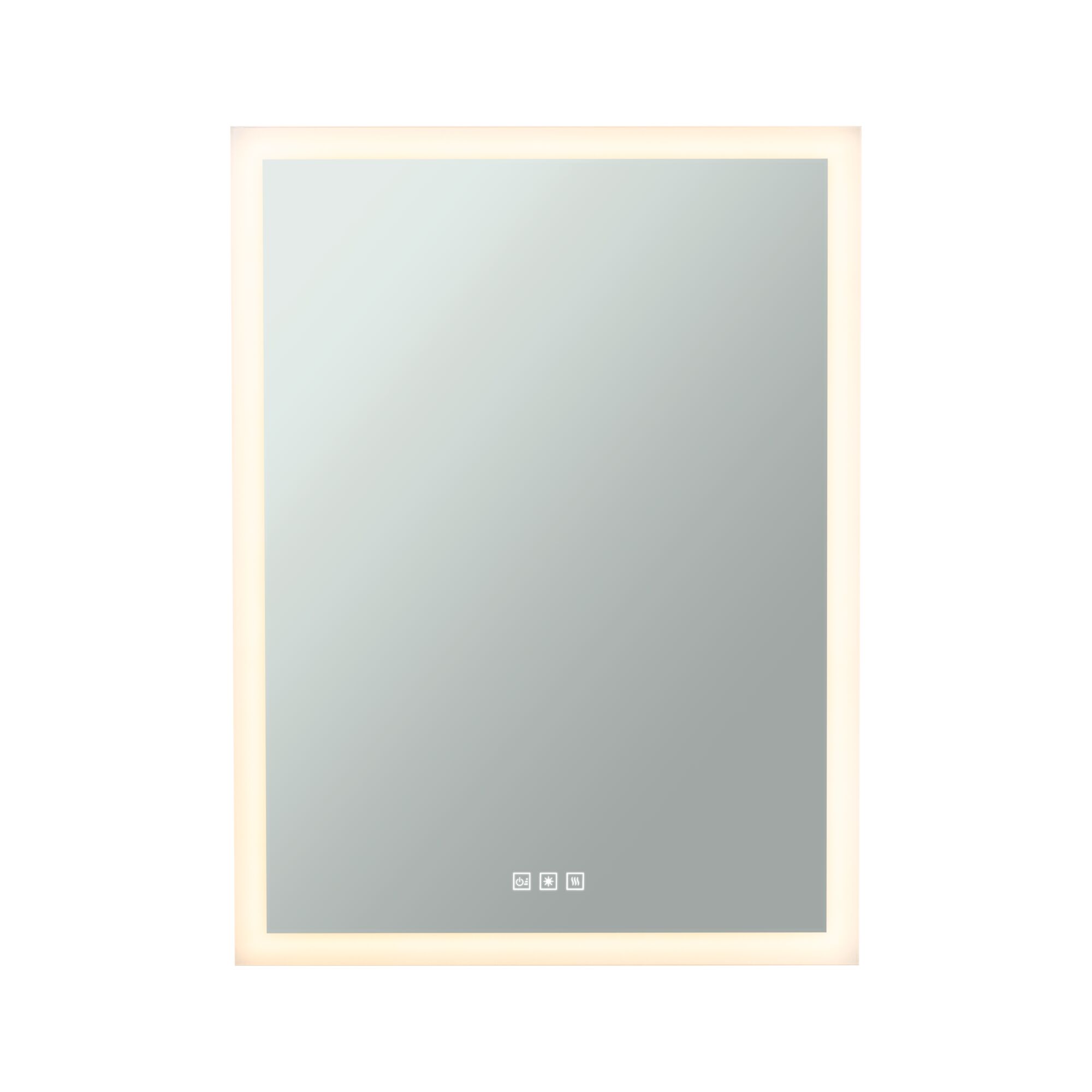 Miroir rectangulaire avec cadre LED blanc chaud et panneau tactile pour éclairage de salle de bain