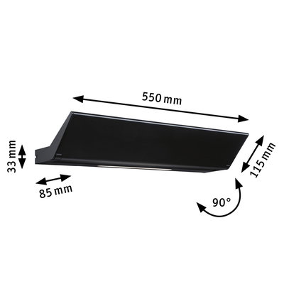 Luminaire LED noir en métal 550x115x85 mm pour éclairage sous meuble de cuisine