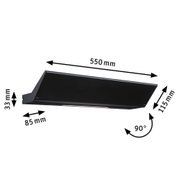 Black metal LED under-cabinet light measuring 550x115x85 mm for kitchen lighting