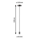 Câble suspendu noir avec support de plafond chromé et douille, longueur 159 cm, diamètre 45 mm