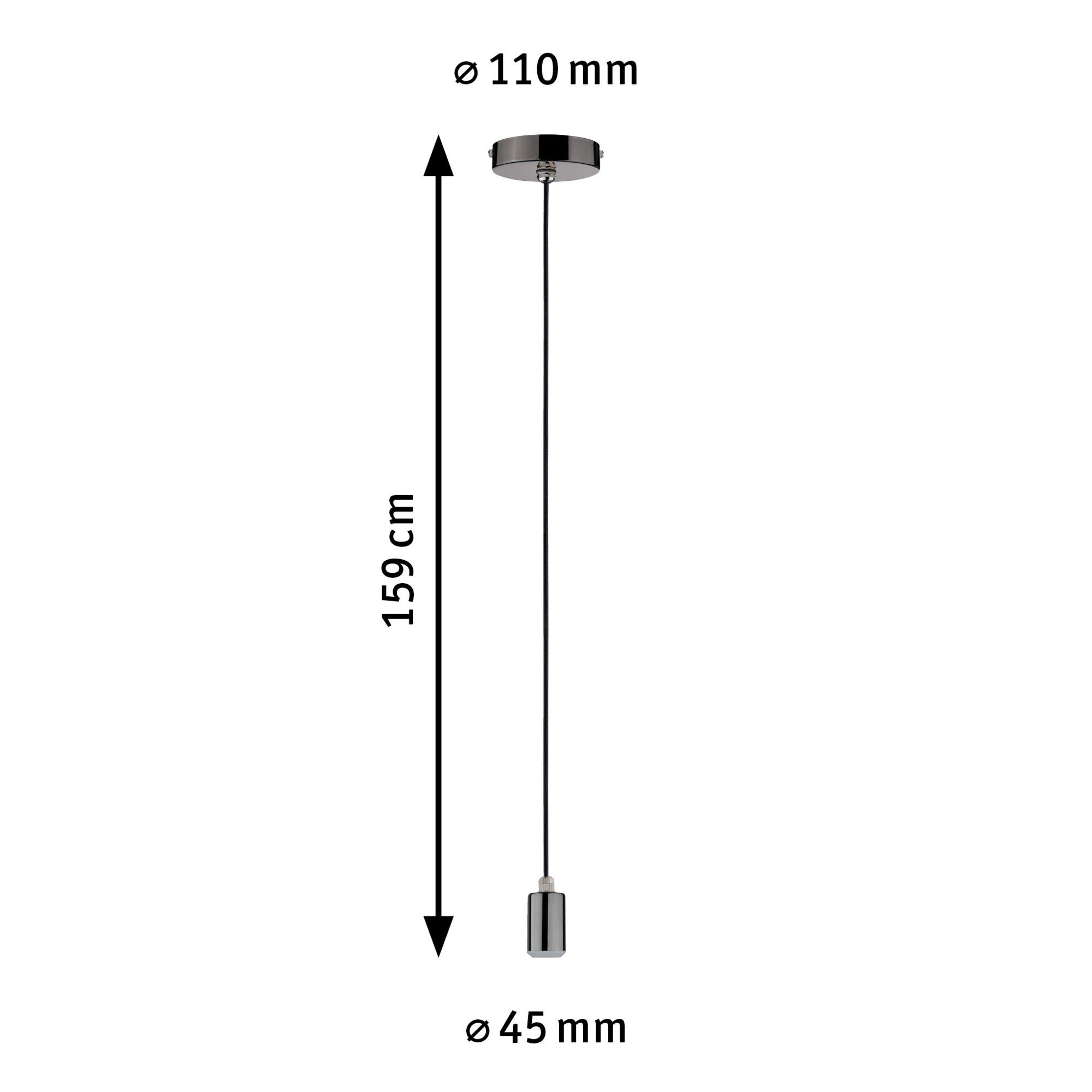 Black metal pendant light 159 cm long with 45 mm diameter for modern interior lighting