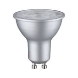 Silver LED reflector lamp with GU10 base made of aluminum for energy-efficient lighting