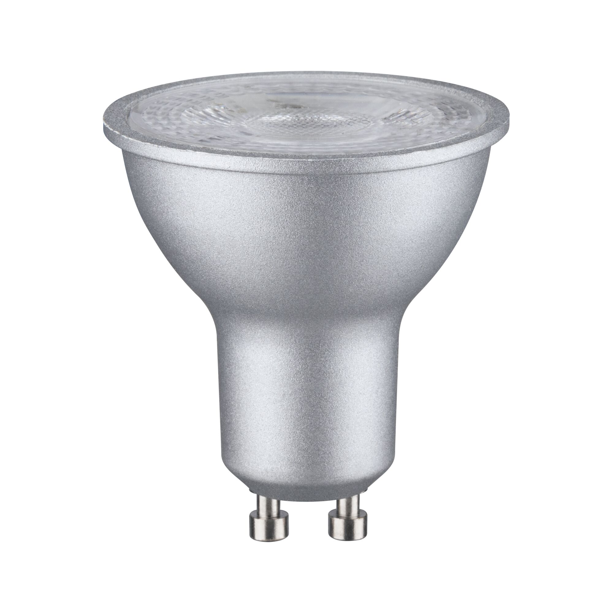 Matt silver GU10 LED reflector lamp with clear glass for energy-efficient lighting