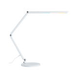 Witte metalen LED-bureaulamp met verstelbare arm en ronde voet voor kantoorverlichting