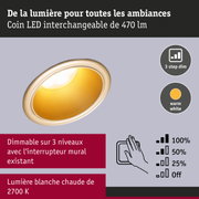 Spot LED encastré doré 470 lm, dimmable sur 3 niveaux, lumière blanc chaud 2700K