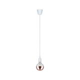 Hängelampe mit weißem Kabel und Fassung, Glühbirne mit halb kupferfarbenem Glas für moderne Beleuchtung