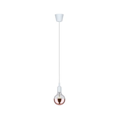 Hanglamp met witte kabel en fitting, lamp met half koperkleurig glas voor moderne verlichting