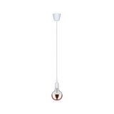 Hanglamp met witte kabel en fitting, lamp met half koperkleurig glas voor moderne verlichting