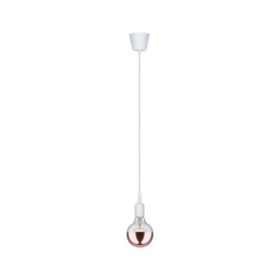 Hanglamp met witte kabel en fitting, lamp met half koperkleurig glas voor moderne verlichting
