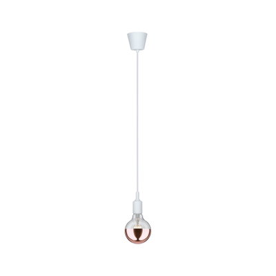 Hängelampe mit weißem Kabel und Fassung, Glühbirne mit halb kupferfarbenem Glas für moderne Beleuchtung
