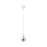 Suspension avec câble blanc et douille, ampoule à verre mi-cuivré pour éclairage moderne