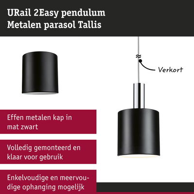 Mat zwarte metalen URail 2Easy pendel met enkele en meervoudige ophanging