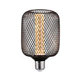 LED bulb with black metal mesh and warm white light for decorative lighting