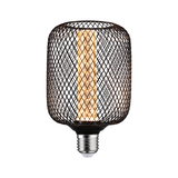 Ampoule LED avec grille métallique noire et lumière blanc chaud pour éclairage décoratif