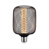 LED bulb with black metal mesh and warm white light for decorative lighting
