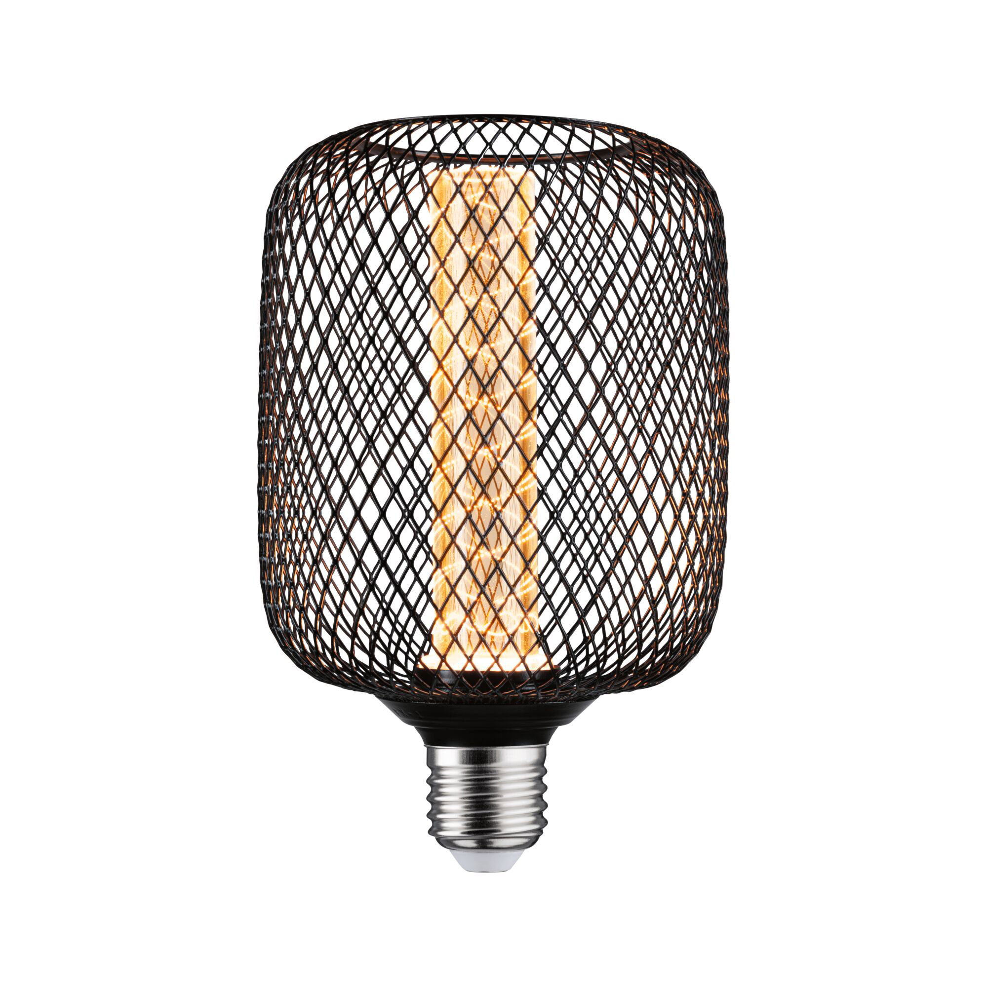 Metallic Glow Standaard 230 V Ampoules LED Zyl E27 Spiral 200lm 4,2W 1800K Zwart LED-lamp met zwart metalen gaas en warm wit licht voor decoratieve verlichting
