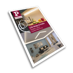 Brochure met LED-strips en profielen voor moderne witte en warmwitte woonverlichting