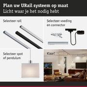 Modulair URail railsysteem met keuze uit rails, voeding en pendelverlichting voor flexibele verlichting