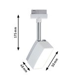 Weißer LED-Strahler aus Metall mit verstellbarem Kopf und Maßen 175x50x48 mm für Schienensysteme