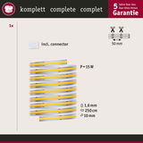 LED-Lichtband 250 cm lang, 1,6 mm hoch, 10 mm breit mit 15 W Leistung und Anschlussstück