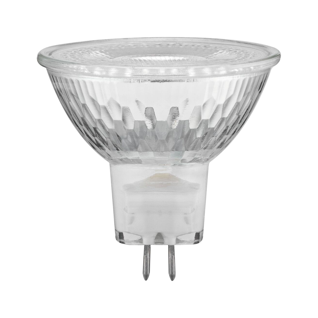Réflecteur basse tension Juwel GU5,3 12V 230lm 3W 2700K Argent Ampoule réflecteur en verre transparent avec deux broches métalliques, lampe LED économique
