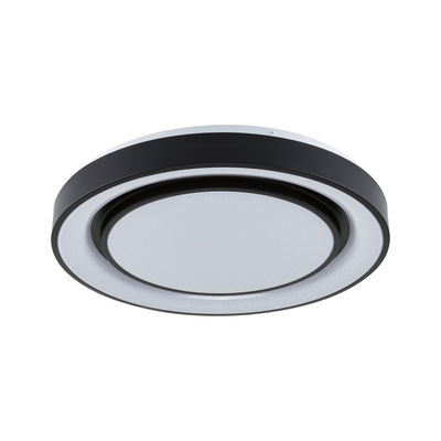 Rund sort-hvid LED-loftslampe med stjernehimmel-effekt til moderne rum