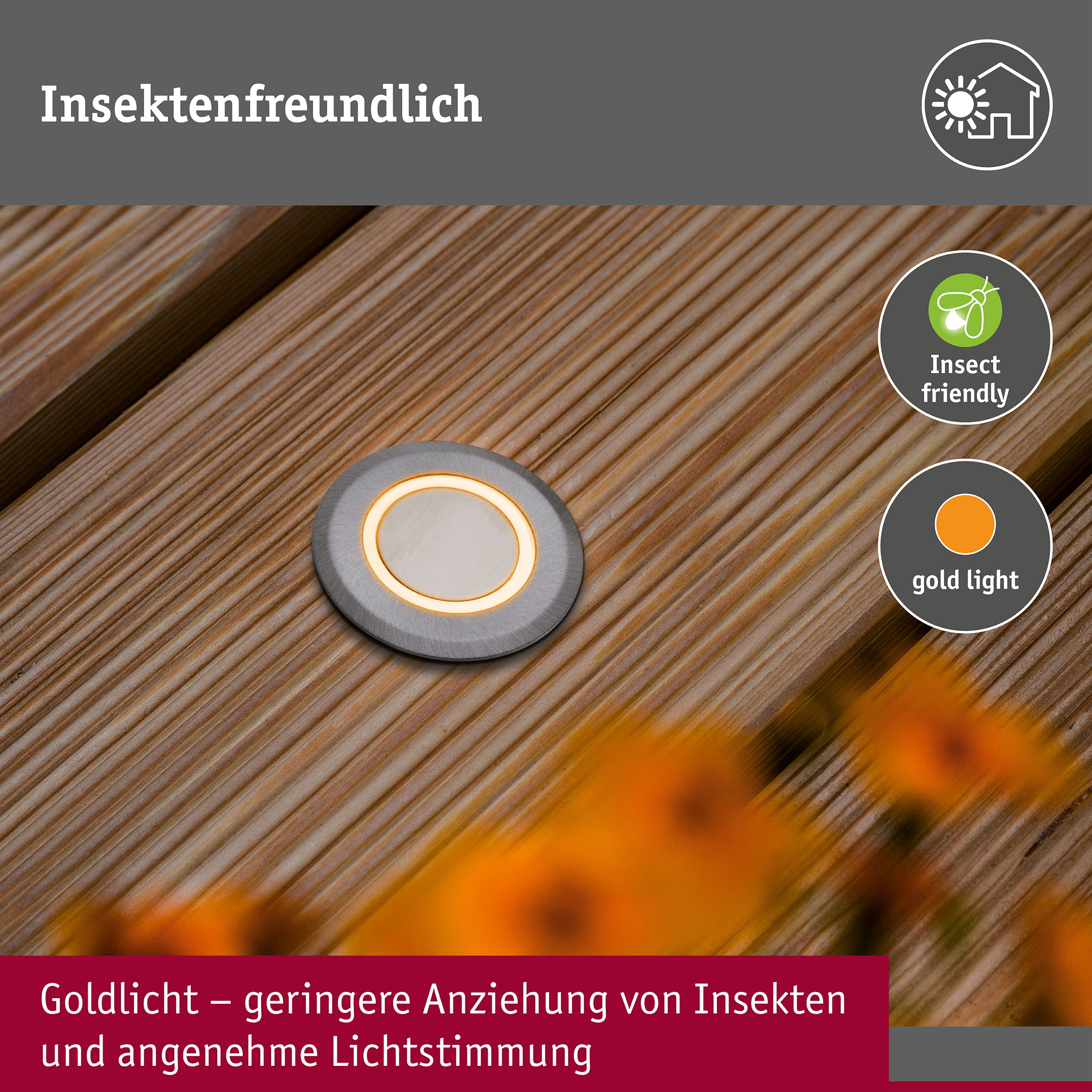 LED Bodeneinbauleuchte Floor insektenfreundlich IP67 rund 50mm 2200K 2,2W 15lm 230V Alu Kunststoff/Metall