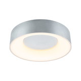 Round ceiling light in silver aluminum with warm white LED light for modern living spaces