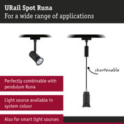 Black URail Spot Runa track light with adjustable spotlight head for versatile lighting applications