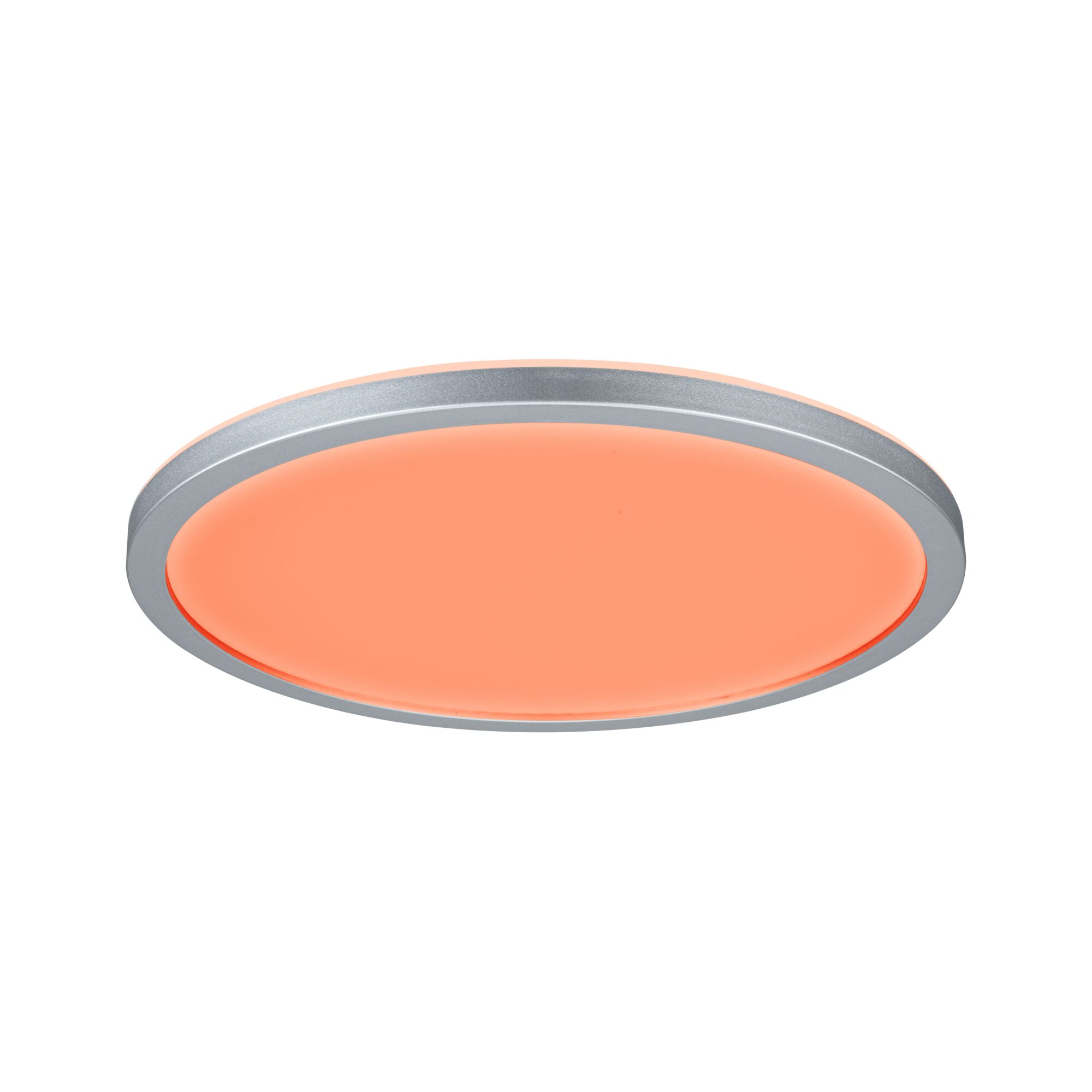 Rundes LED-Deckenlicht mit silbernem Metallrahmen und warmweißem Licht für Wohnräume