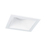 Square recessed spotlight in white plastic for modern LED ceiling lighting